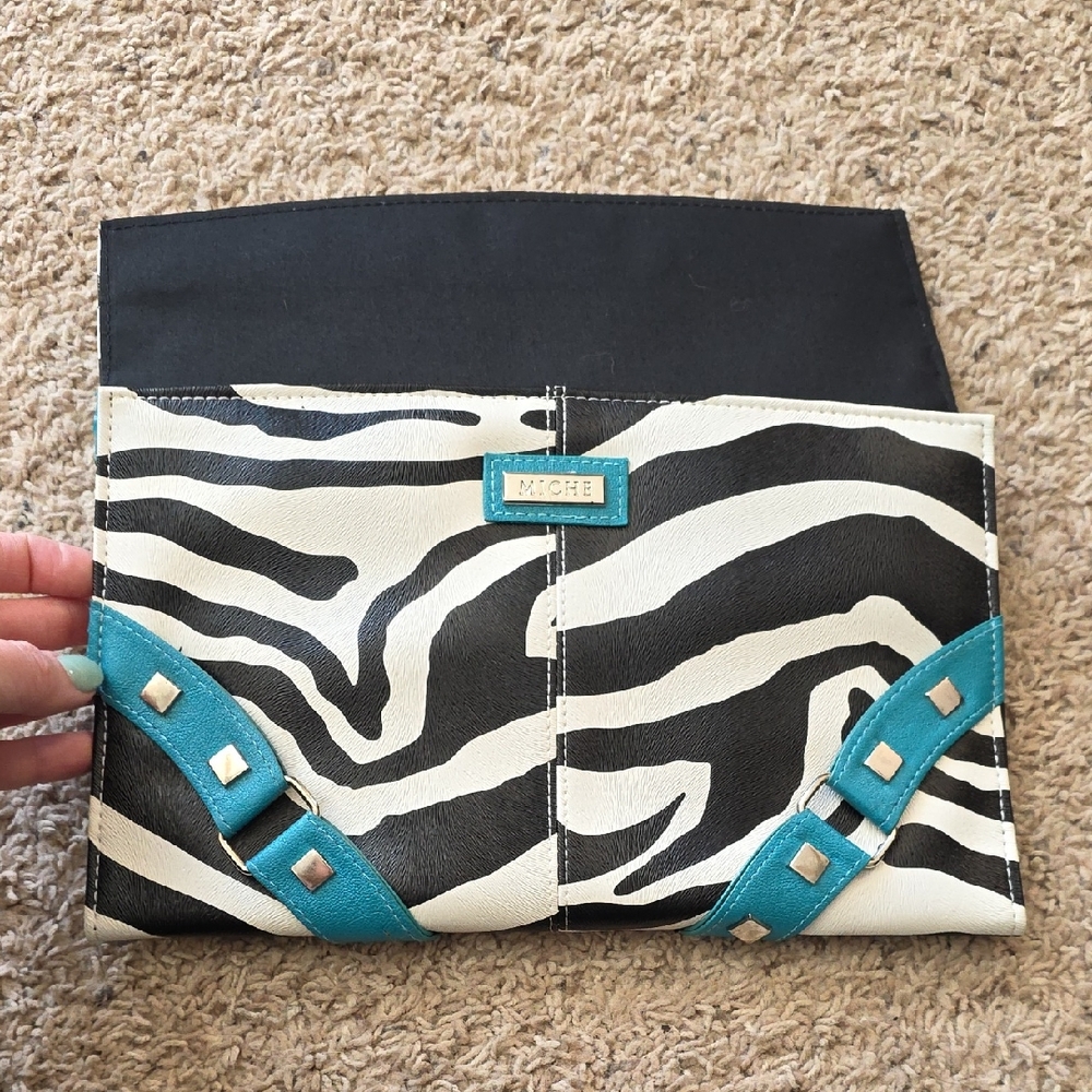 Zebra Print Miche SHELL with Teal Accents